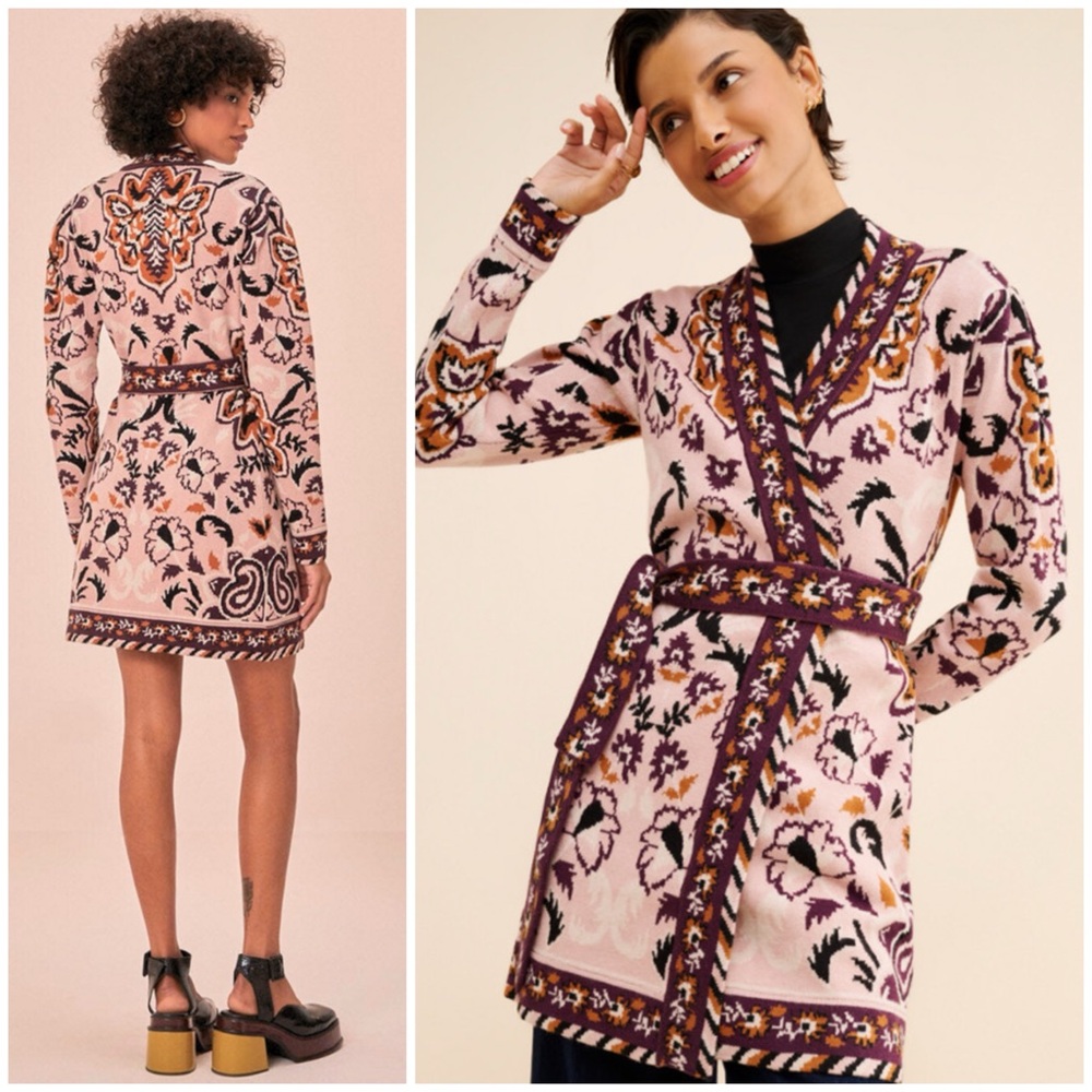 FARM RIO Glam Tapestry Knit Wrap Dress SZ S - Picture 10 of 10